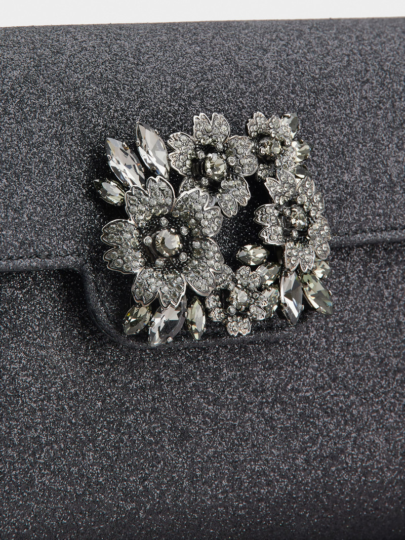 Bouquet Strass Dark Mini Clutch Bag in Glitter Fabric 6
