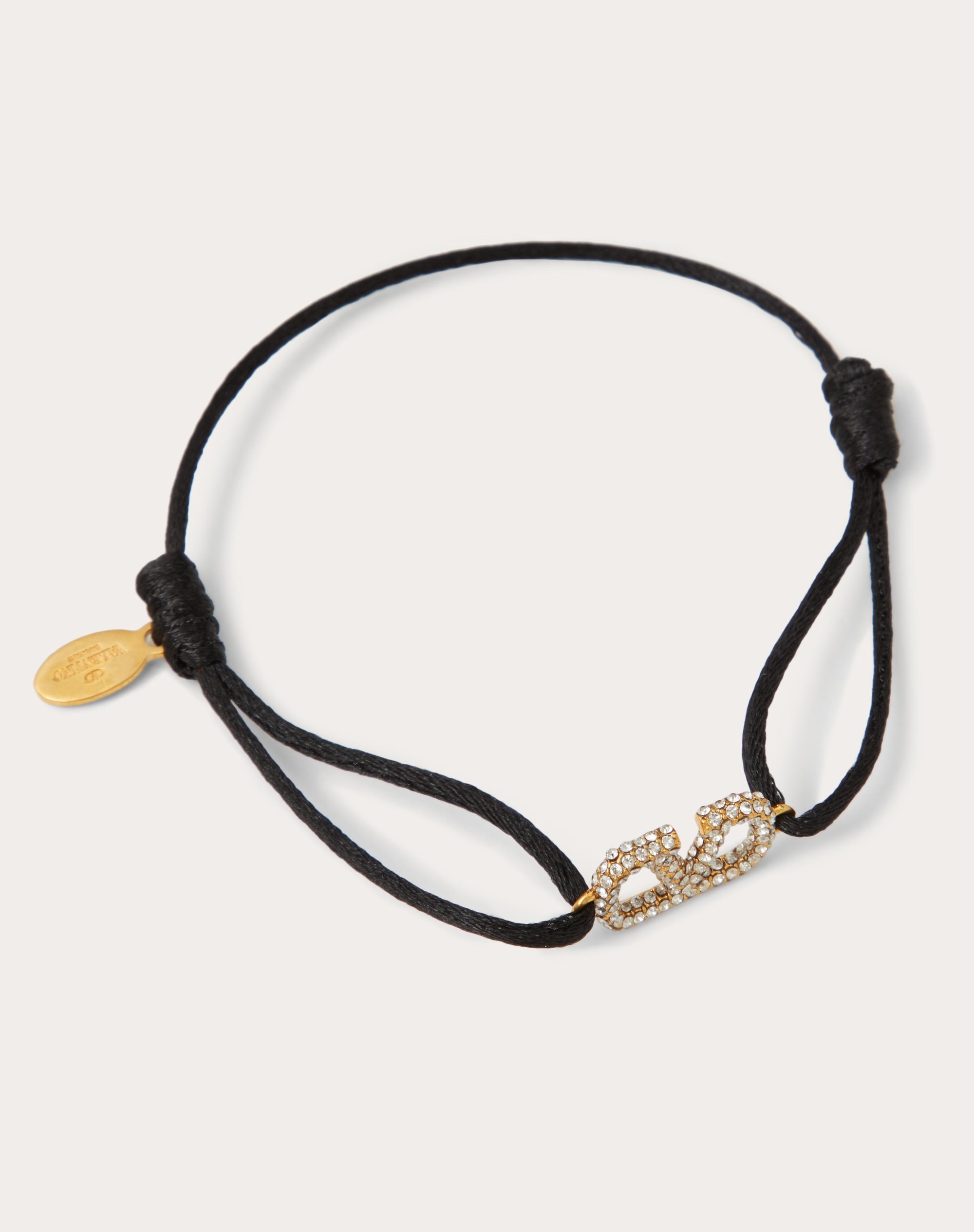 Valentino VLOGO SIGNATURE BRACELET IN COTTON AND SWAROVSKI