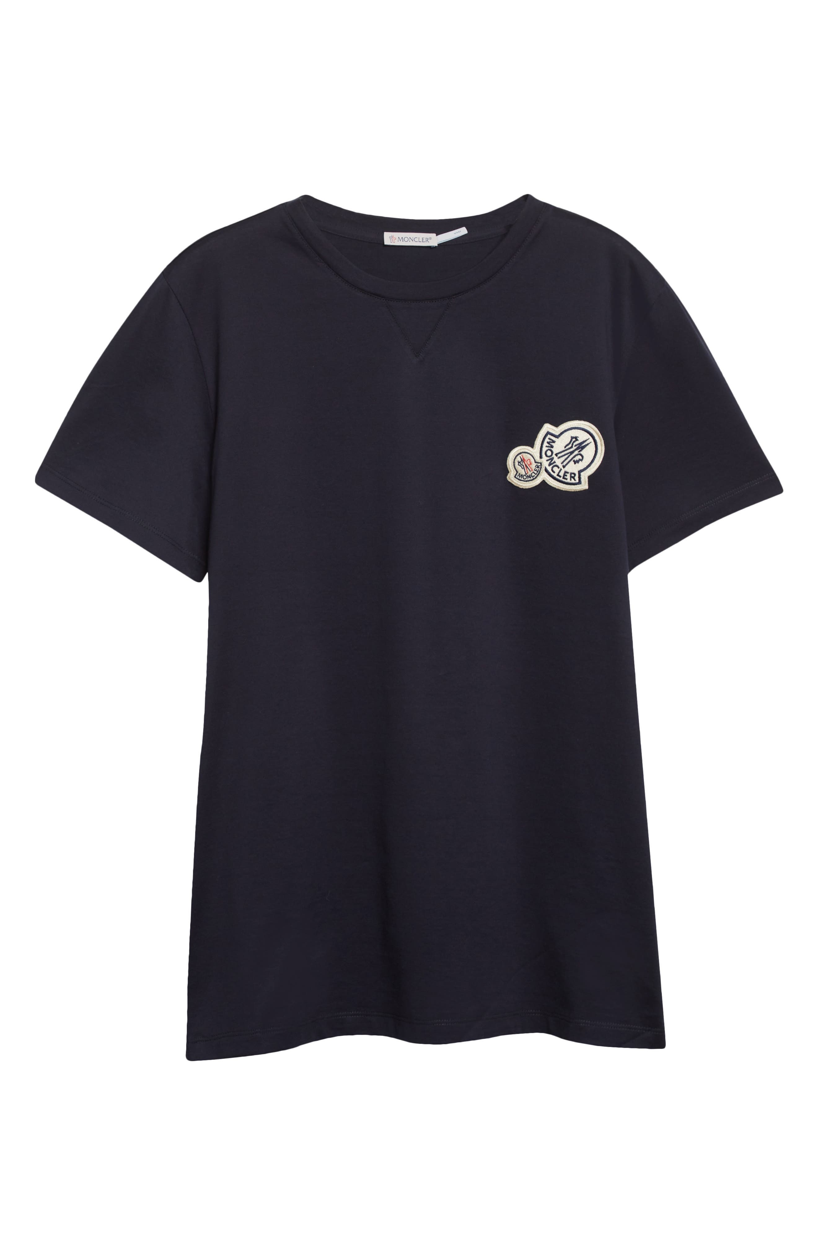 Moncler Double Logo Patch T-Shirt in Navy at Nordstrom - 6