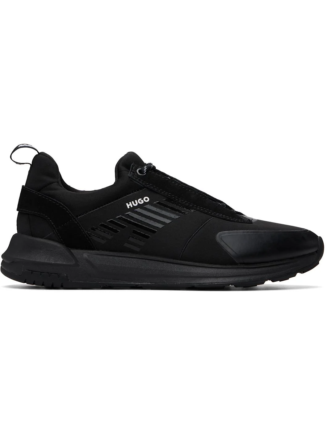 Black Printed-Logo Sneakers - 1