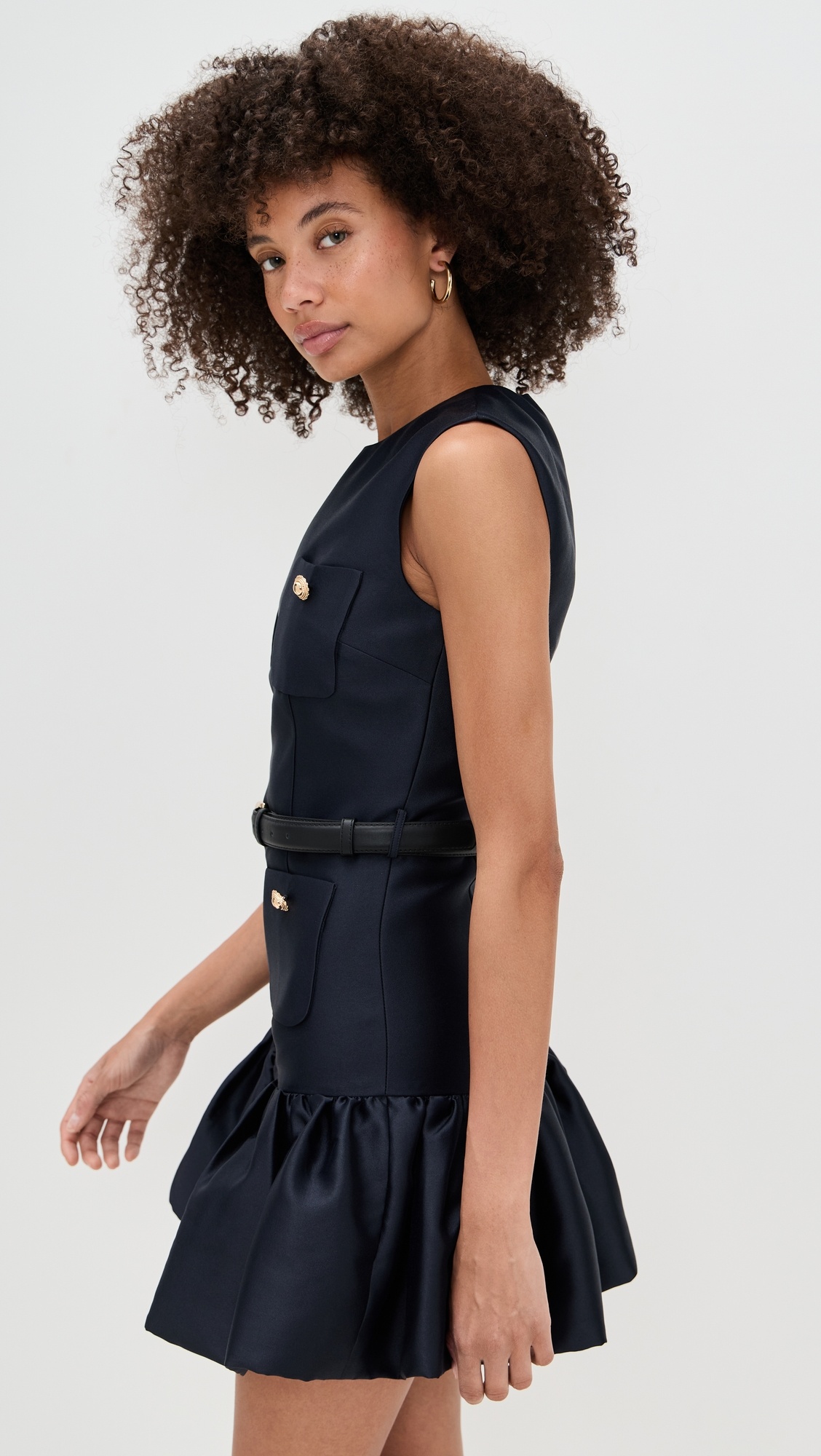 Navy Taffeta Mini Dress - 3
