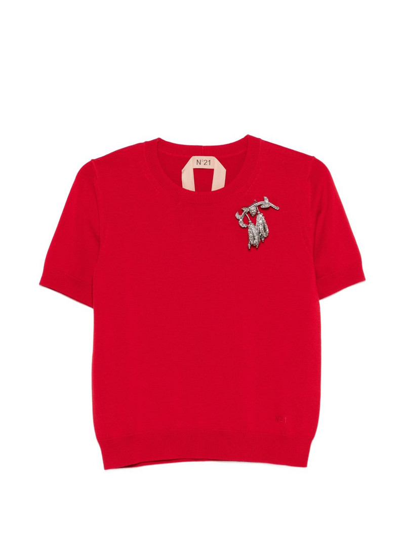 brooch-detail T-shirt 1