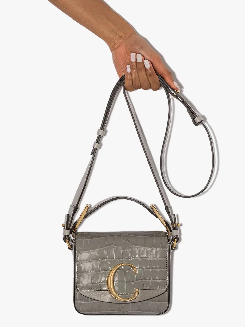 mini Chloé C croc-effect bag - 4