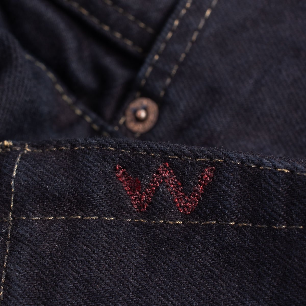 IH-777S-142od 14oz Selvedge Denim Slim Tapered Cut Jeans - Indigo Overdyed Black - 11