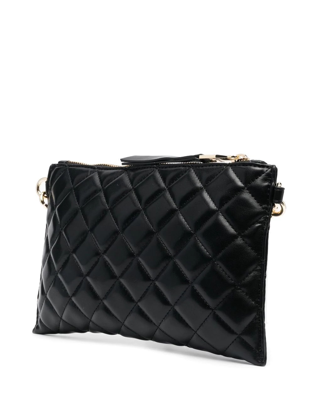 logo-charm quilted clutch bag - 3