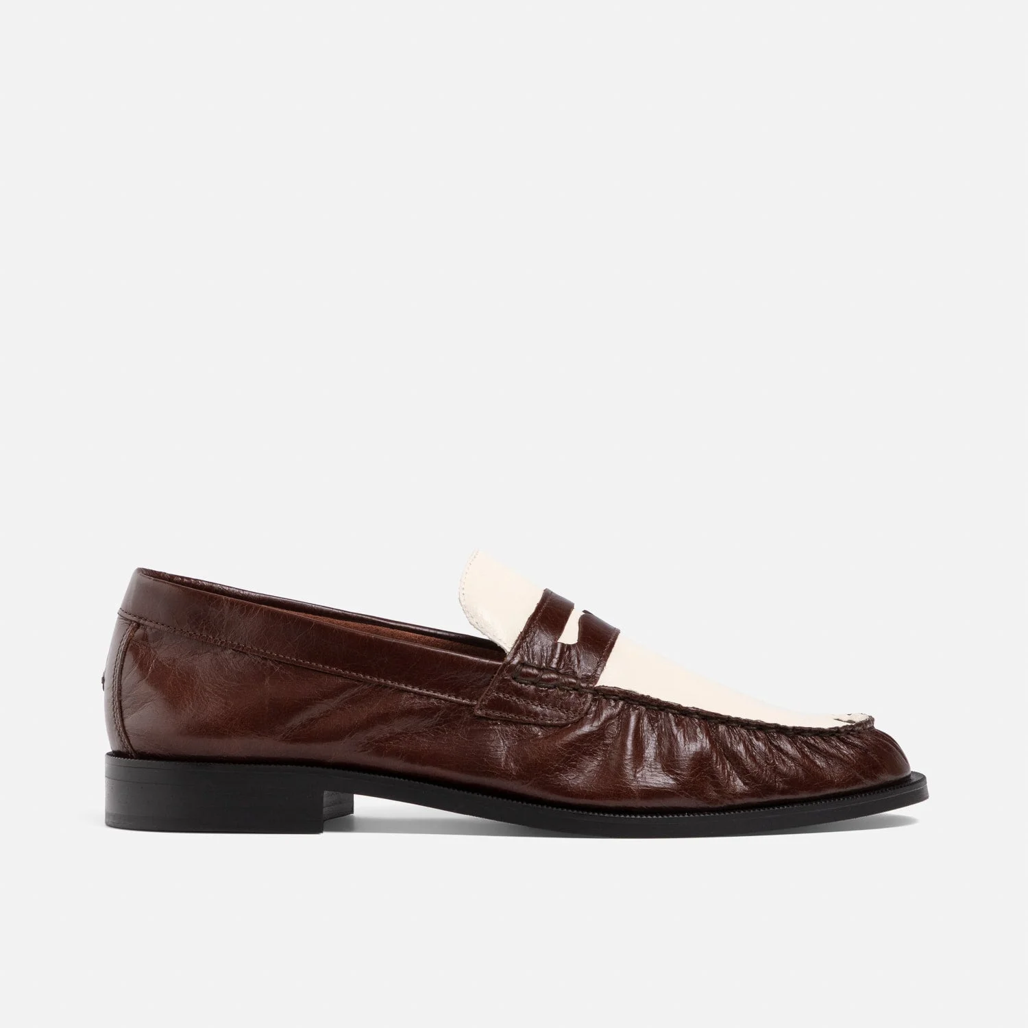 Ezra Chestnut + White Ruched Loafer - Men's - 1