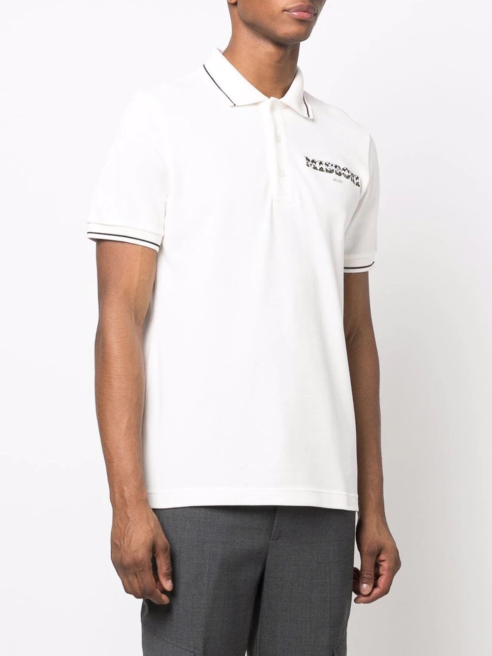 logo-embroidered cotton polo shirt - 3