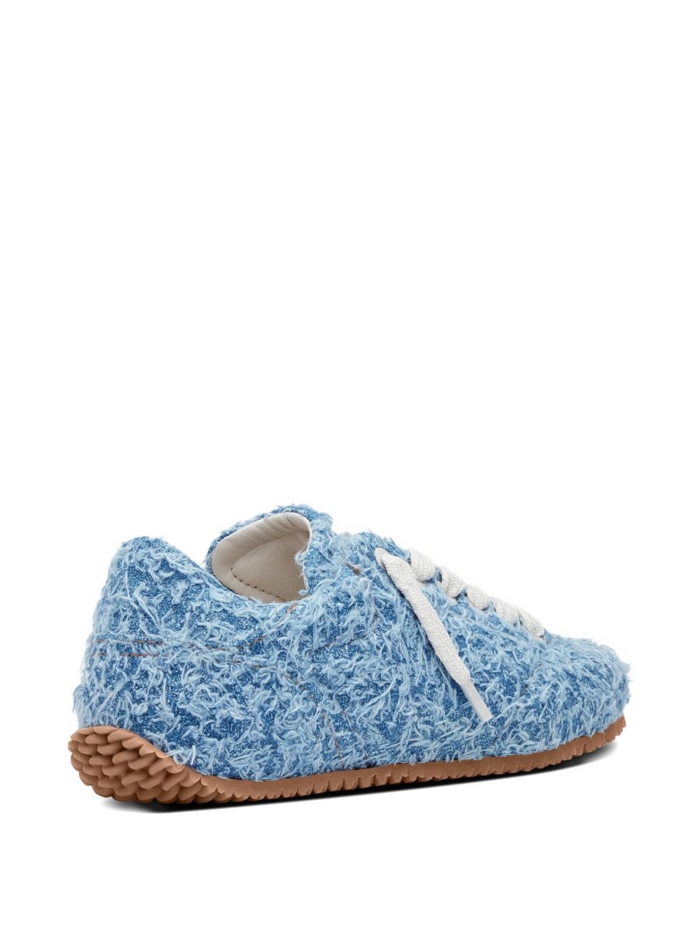 Tact frayed-denim lace-up sneakers - 4