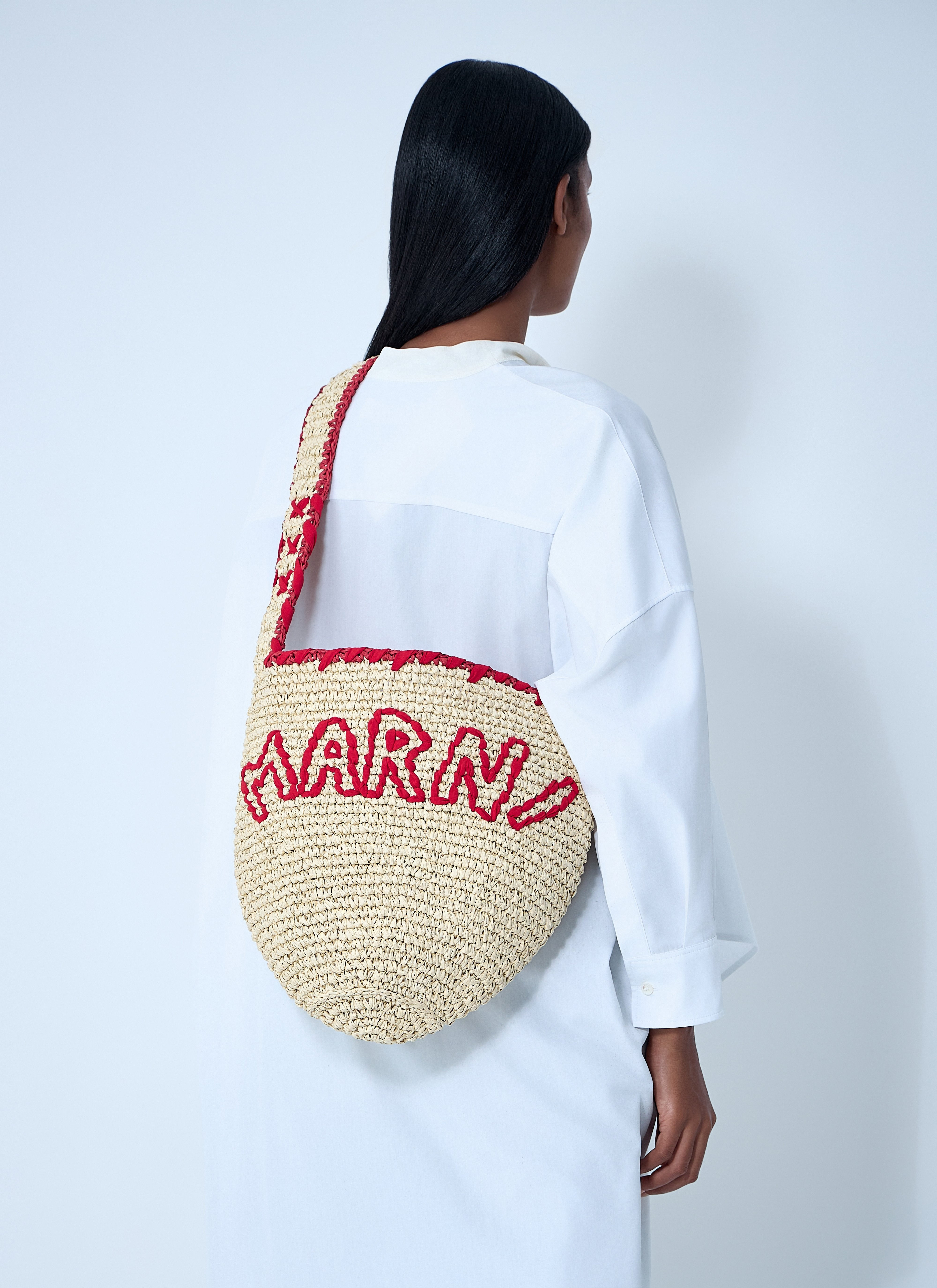 Marni Women Logo Motif Raffia Shoulder Bag - 2