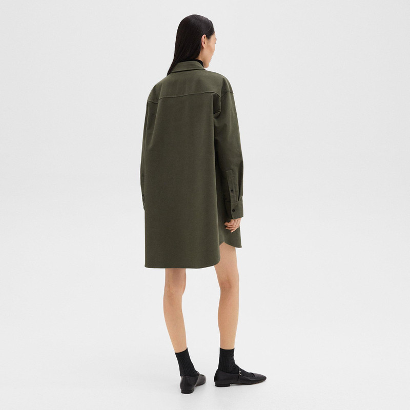 Theory Oversized Military Shirt Dress in Moleskin Twill outlook