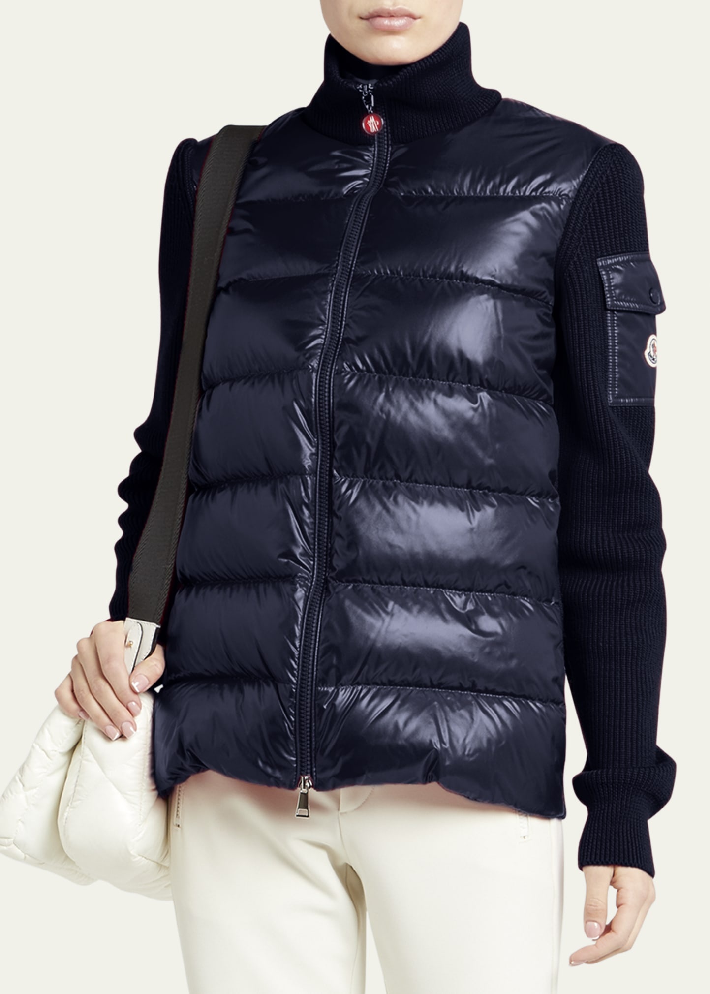 Mixed Media Wool Puffer Cardigan - 4