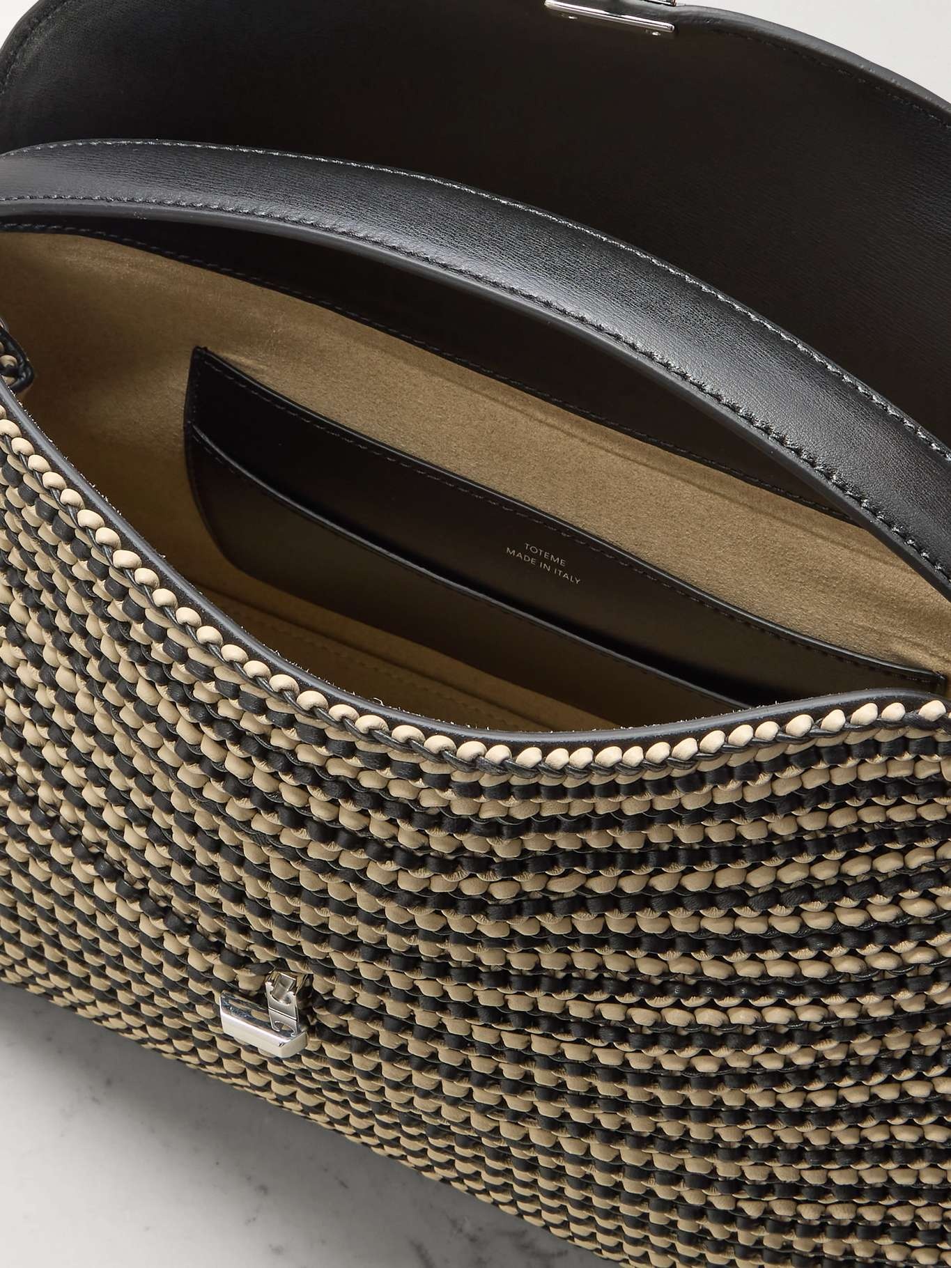 T-Lock woven leather shoulder bag Black - 5