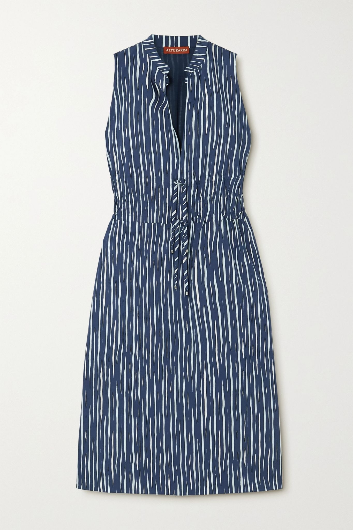 Striped cotton-blend poplin dress - 1