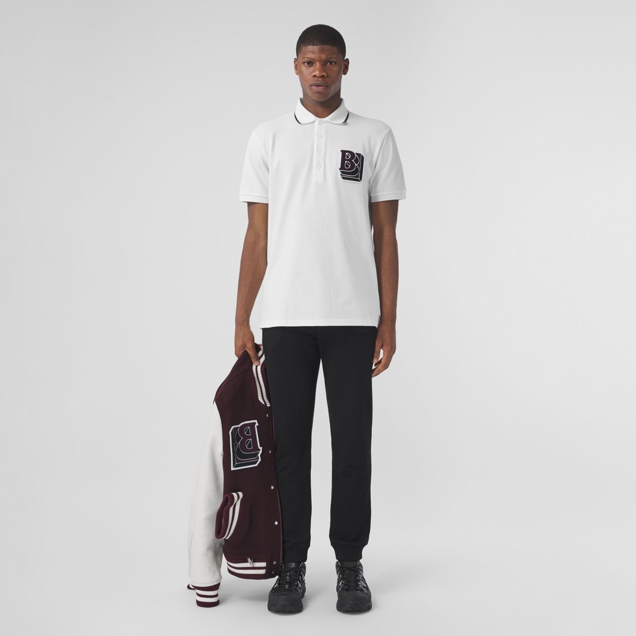 Letter Graphic Cotton Piqué Oversized Polo Shirt - 5