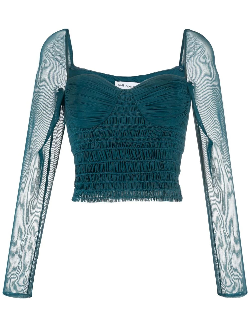 gathered-detail long-sleeve top - 1