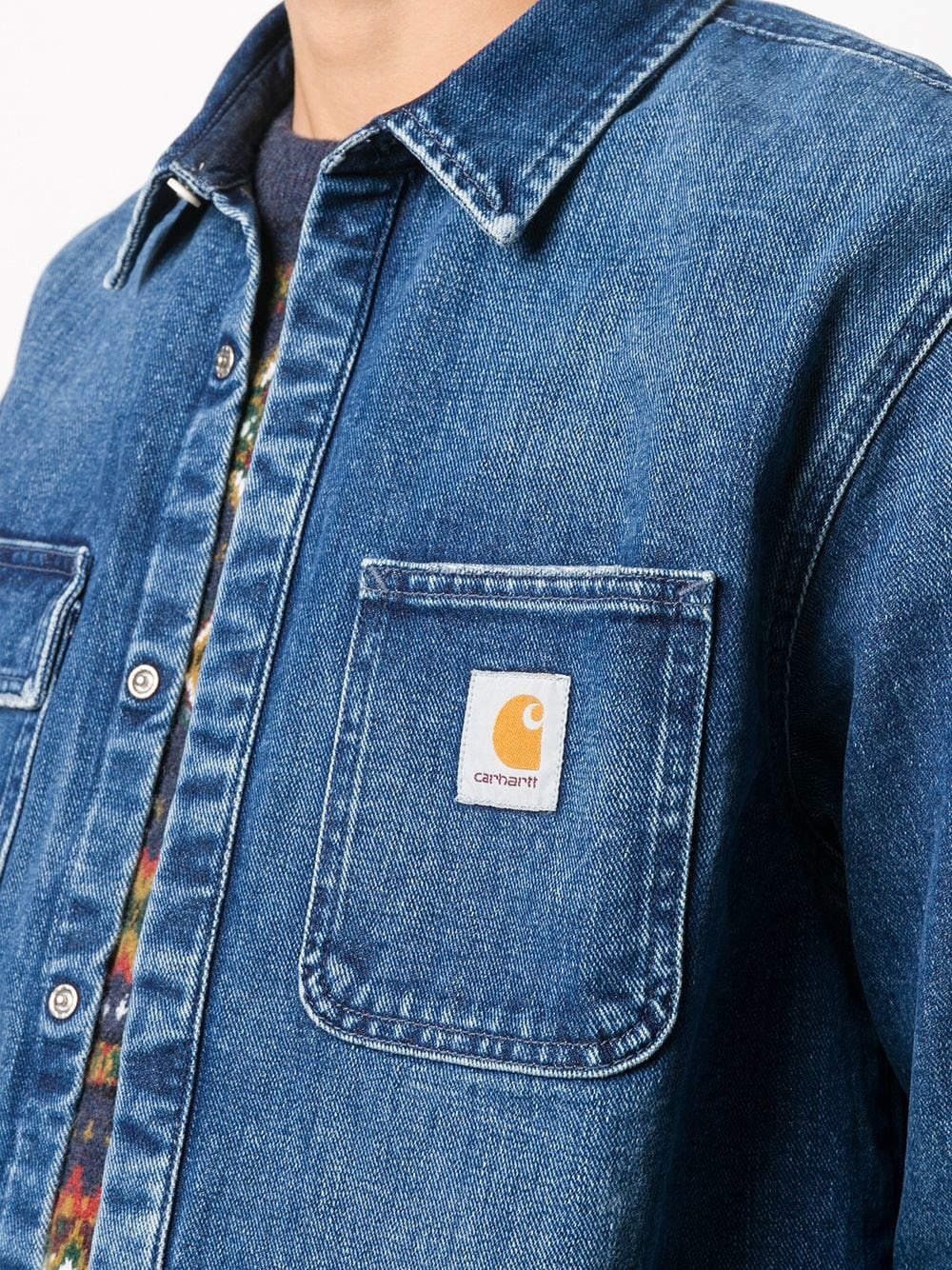 Salinac logo patch denim shirt - 5