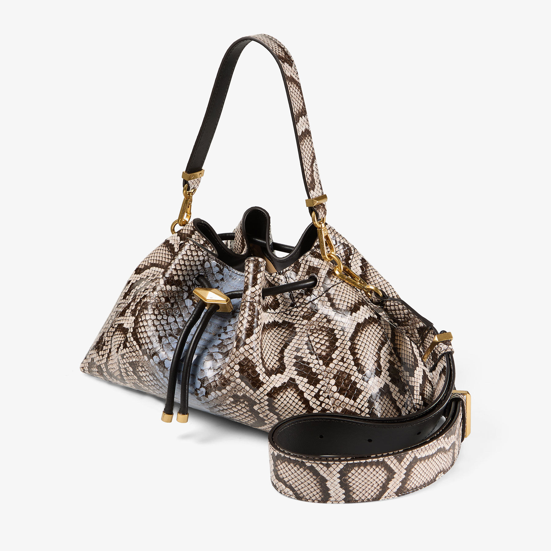 Cinch M
Blue Haze Striped Python Printed Leather Bucket Bag - 3