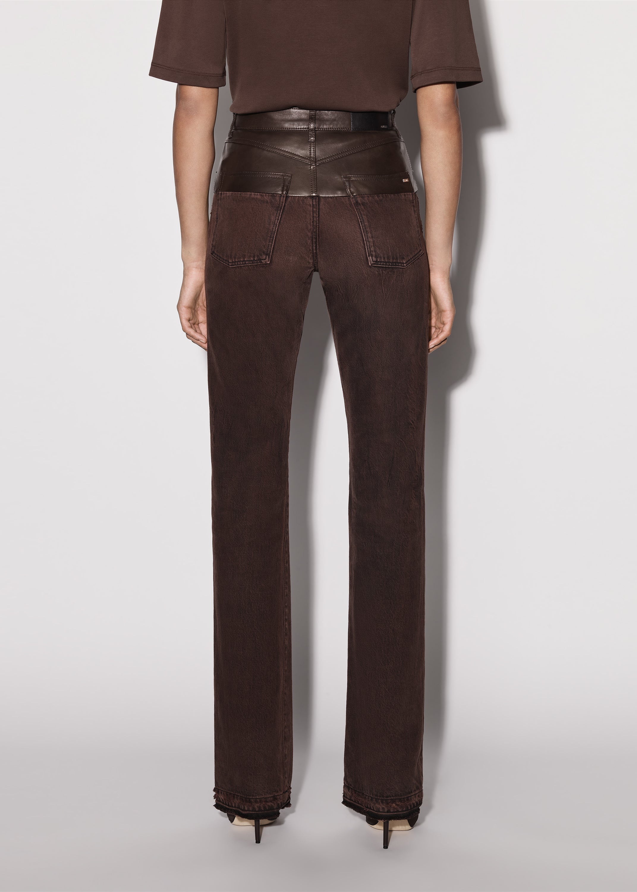 LEATHER HYBRID BOOTLEG JEAN - 5
