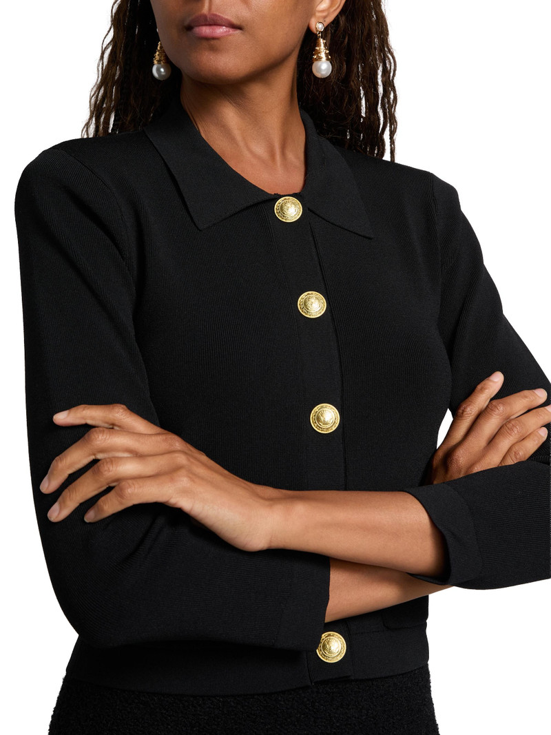 Women's Osiris Rib-Knit Cardigan - Black Gold 6