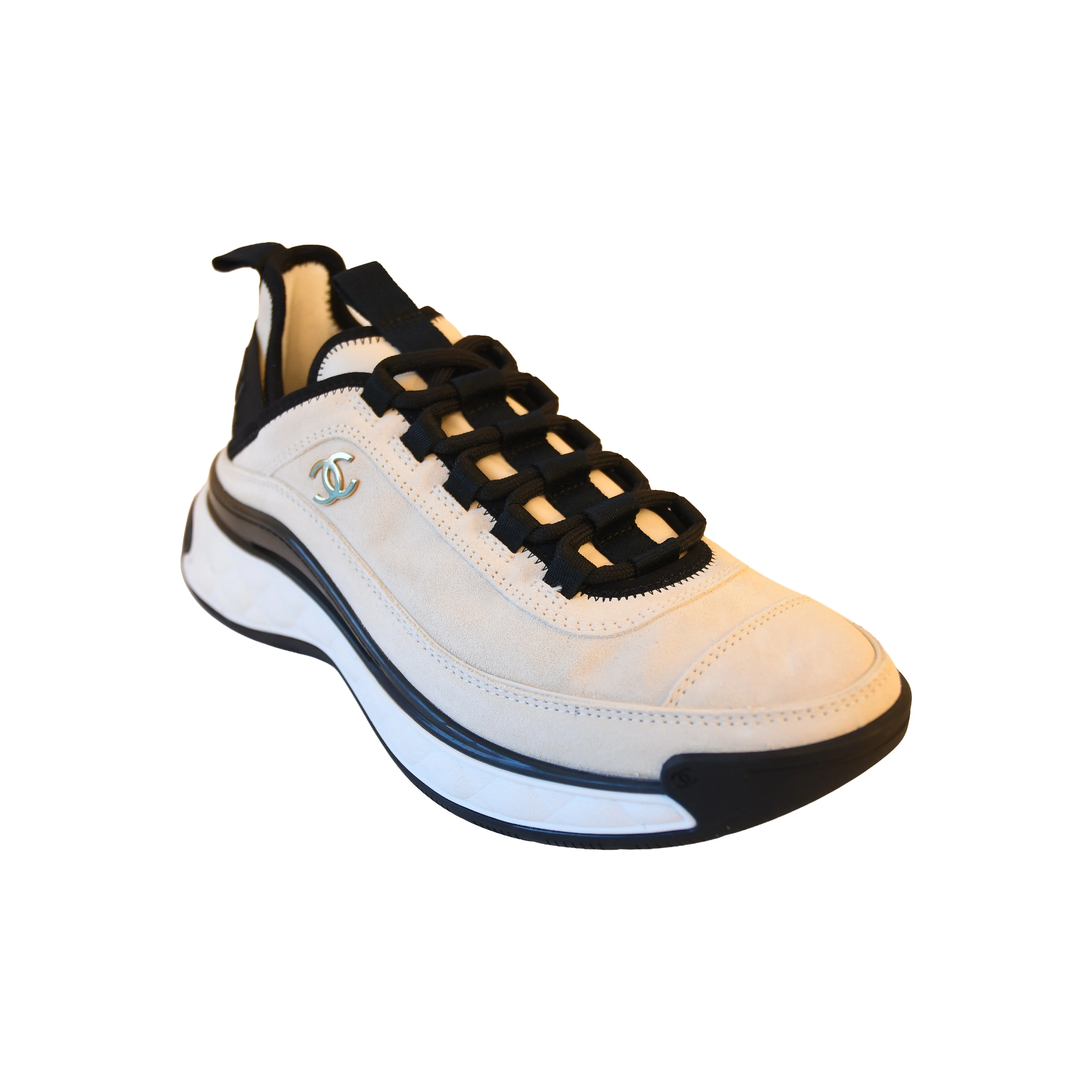 Chanel Interlocking CC Logo Suede Chunky Sneakers Light Beige - 1