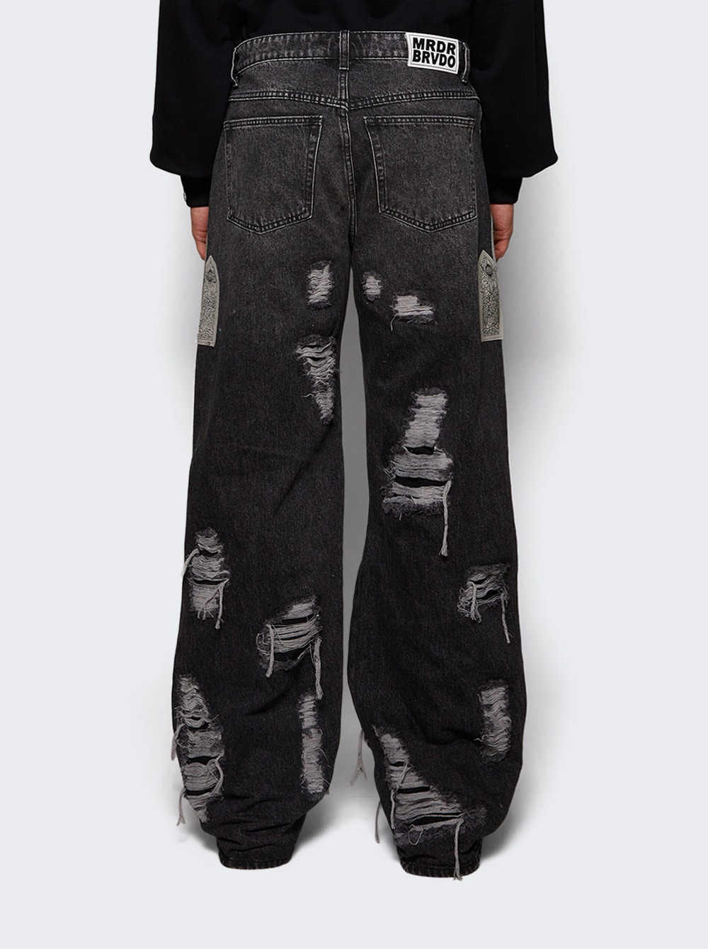 Side Patch Relaxation Denim Jeans Vintage Grey - 4