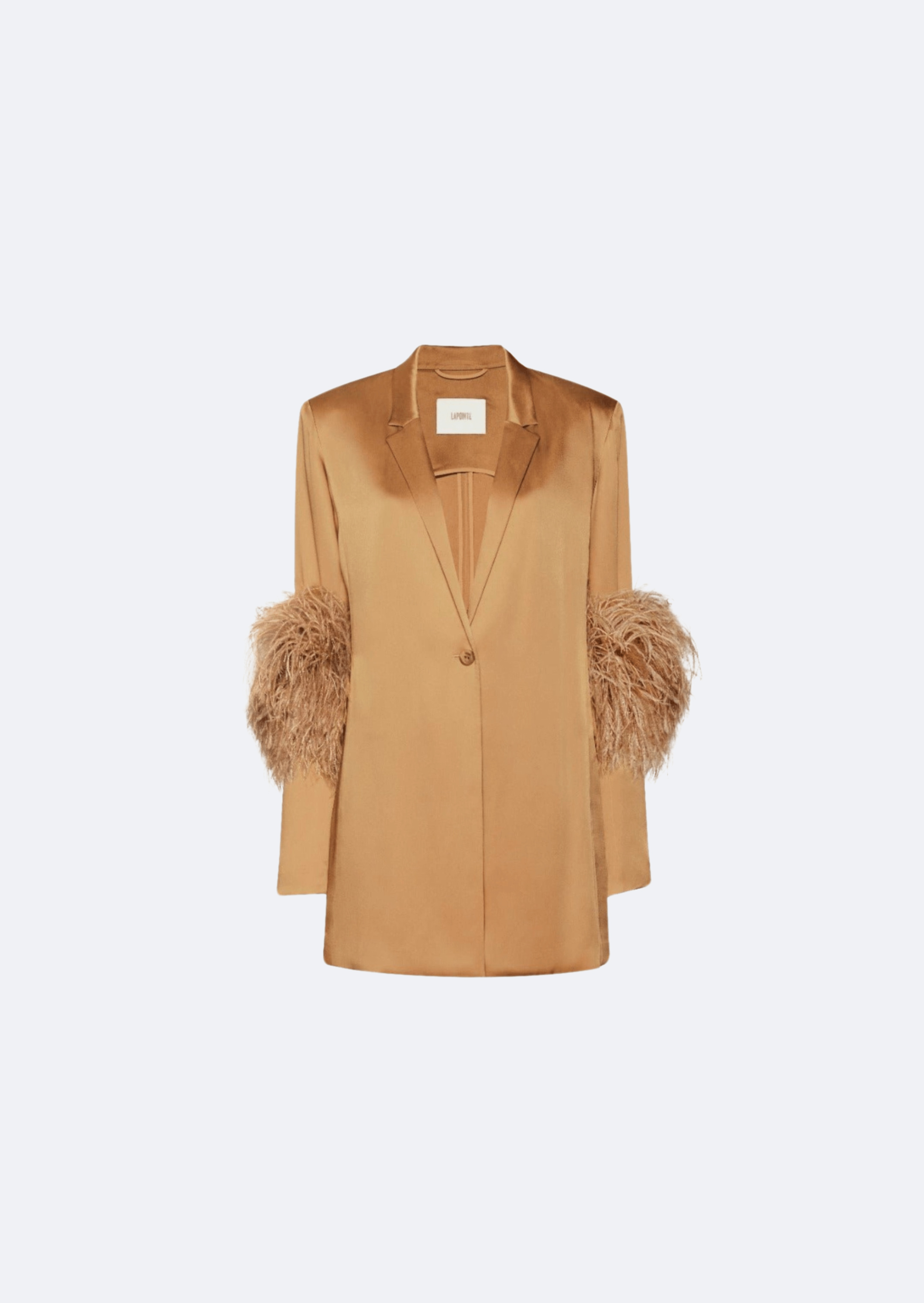 Satin Single Breasted Blazer With Feathers - 1
