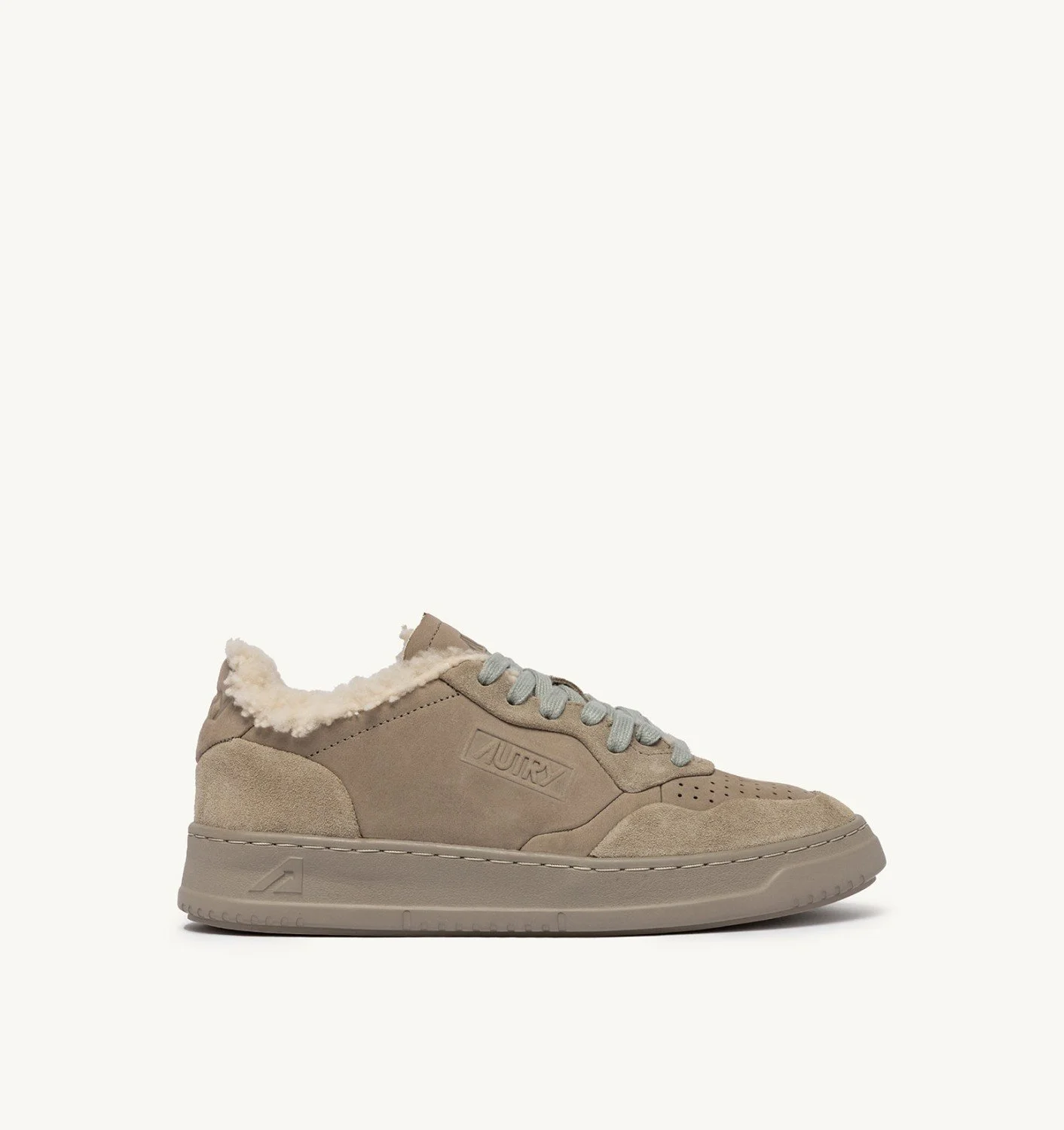MEDALIST LOW SNEAKERS IN NUBUCK LEATHER SUEDE AND SHEARLING COLOR LONDON FOG - 1