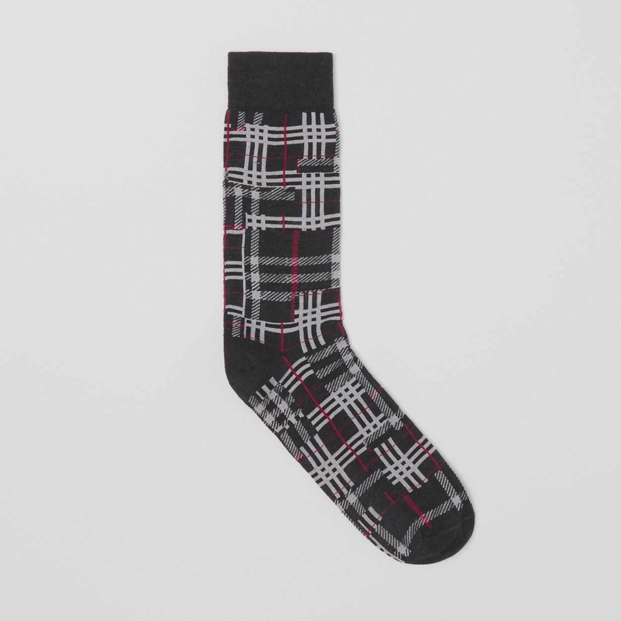 Patchwork Check Cotton Cashmere Blend Socks - 1