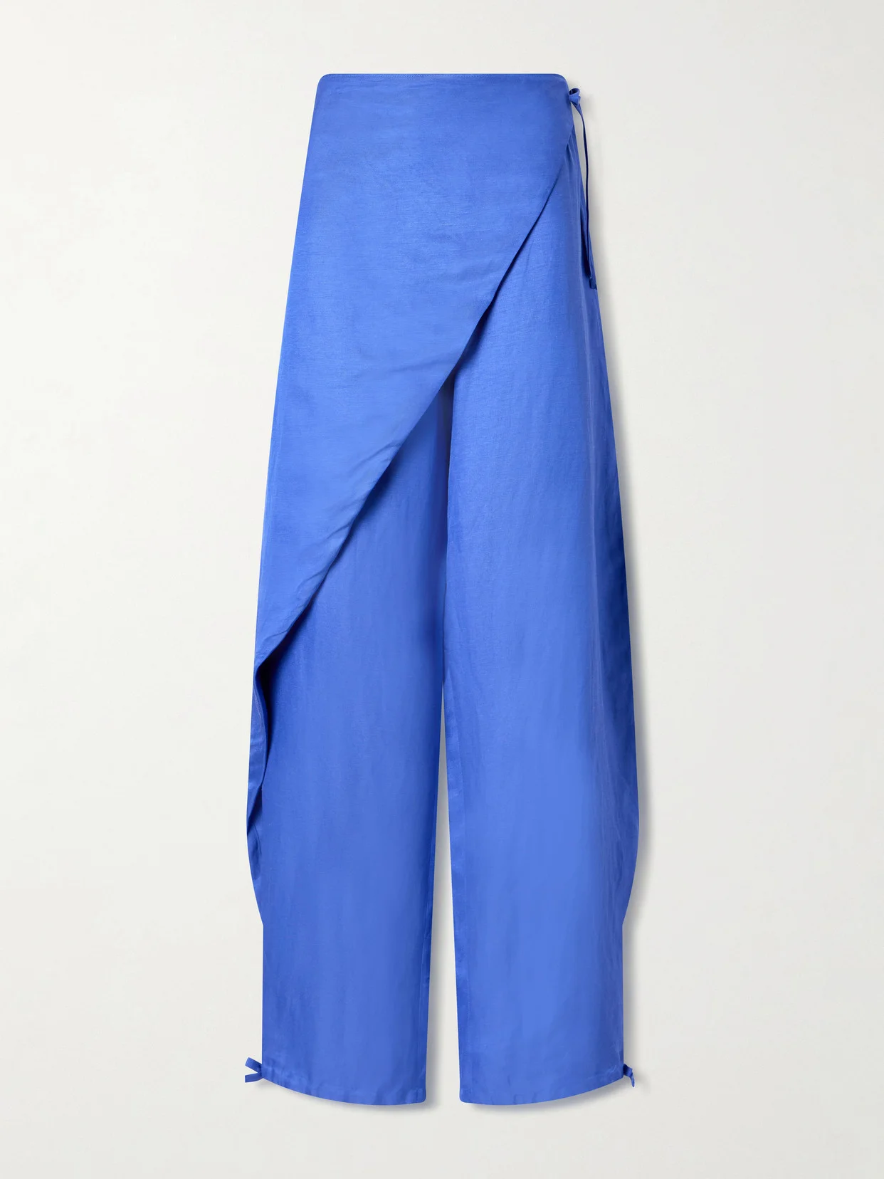 Tie-detailed Woven Balloon Pants - 1