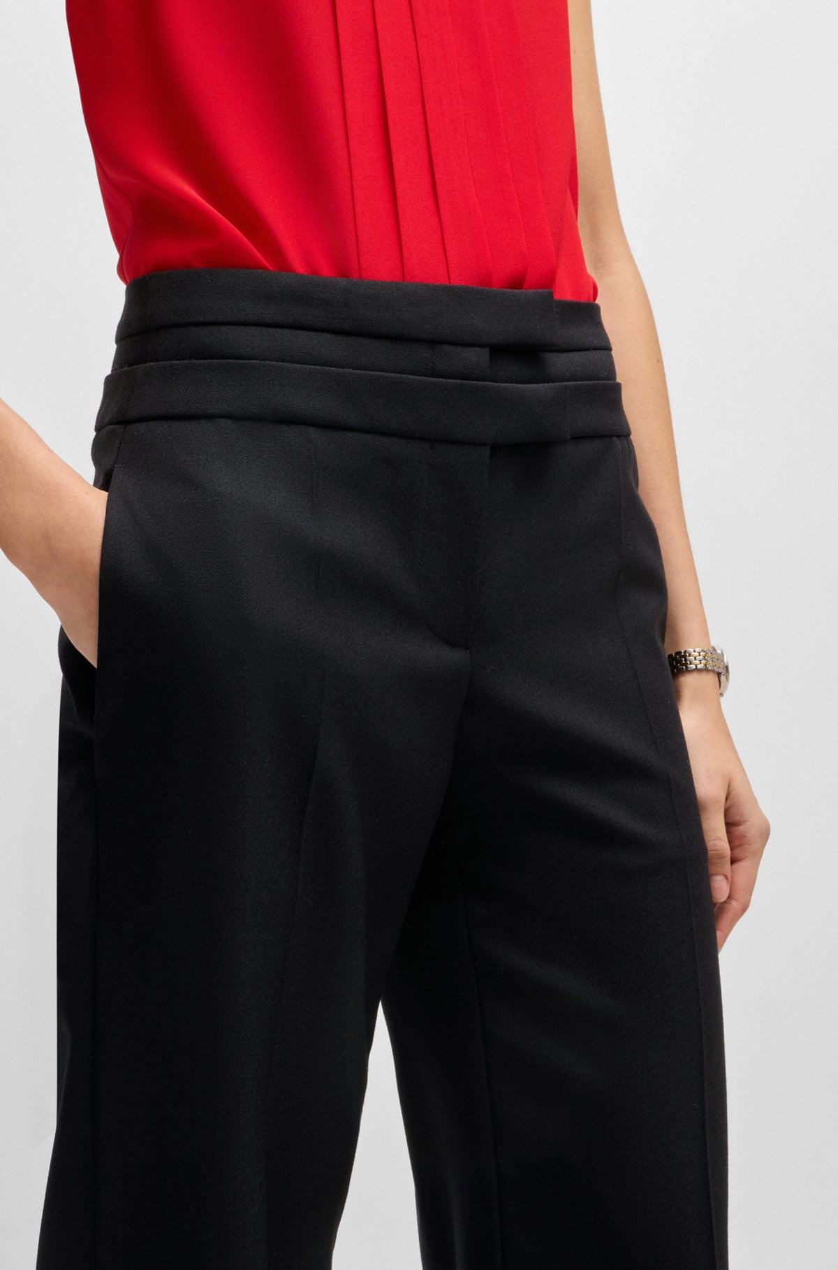 REGULAR-FIT TROUSERS IN VIRGIN-WOOL TWILL - 5