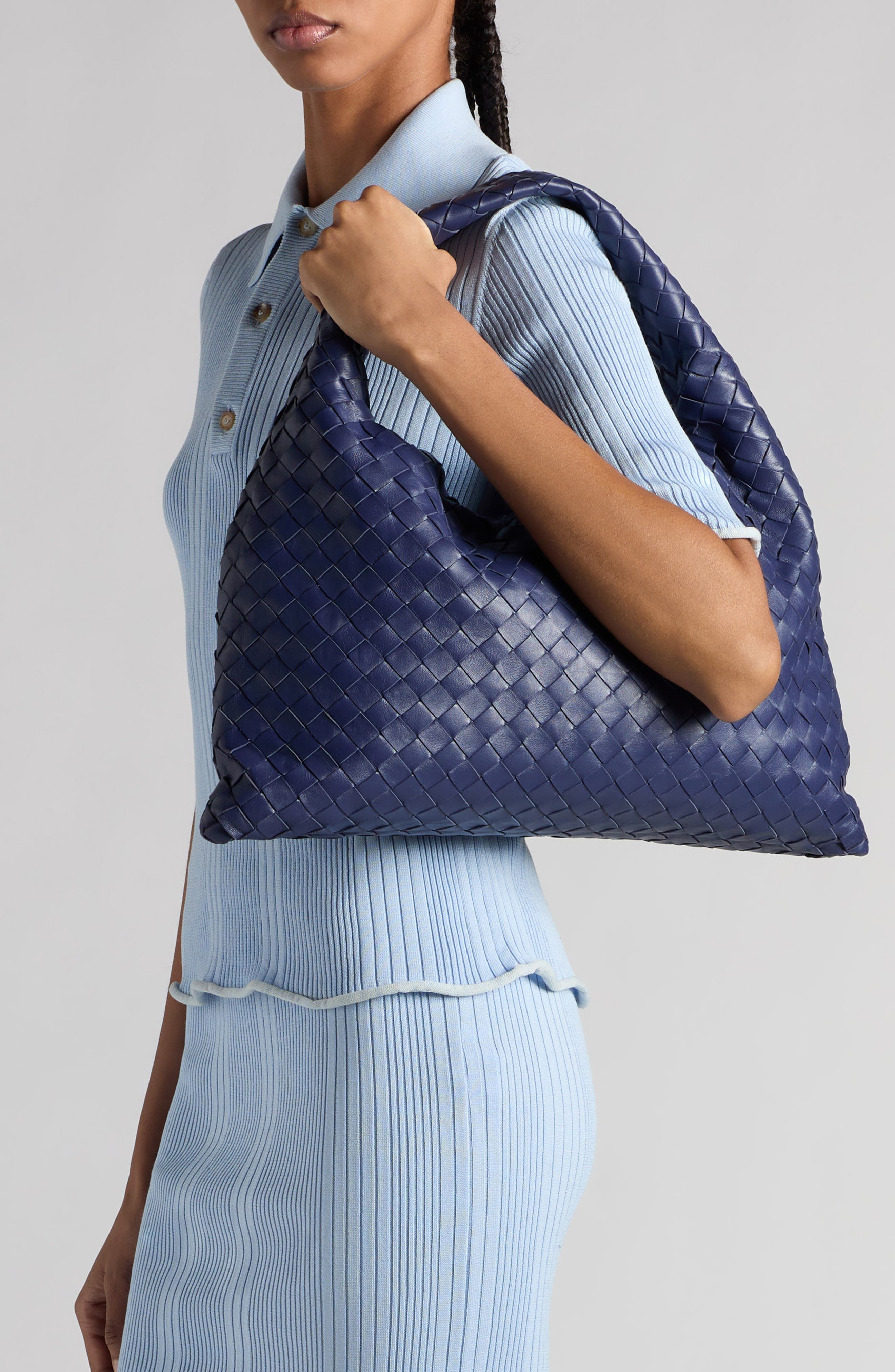 Bottega Veneta Small Hop Intrecciato Leather Hobo Bag in 4527 Duke-M Brass at Nordstrom - 2