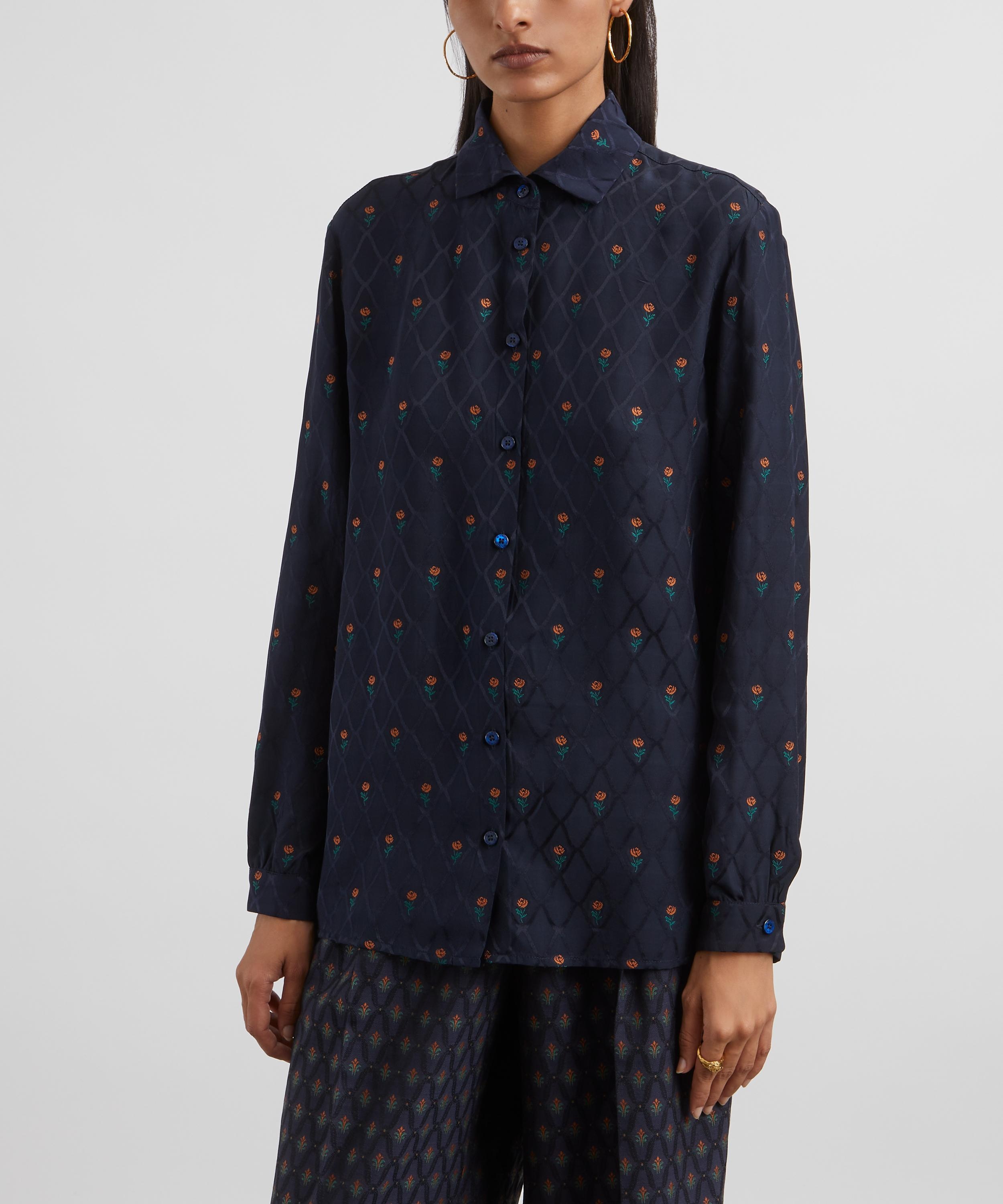 Silk Jacquard Geometric Floral Shirt - 3