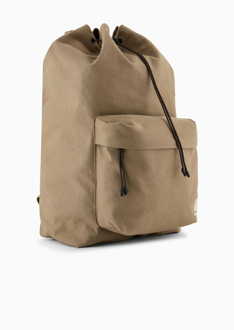 EMPORIO ARMANI Emporio Armani Sustainability Values Capsule Collection organic canvas drawstring backpack outlook