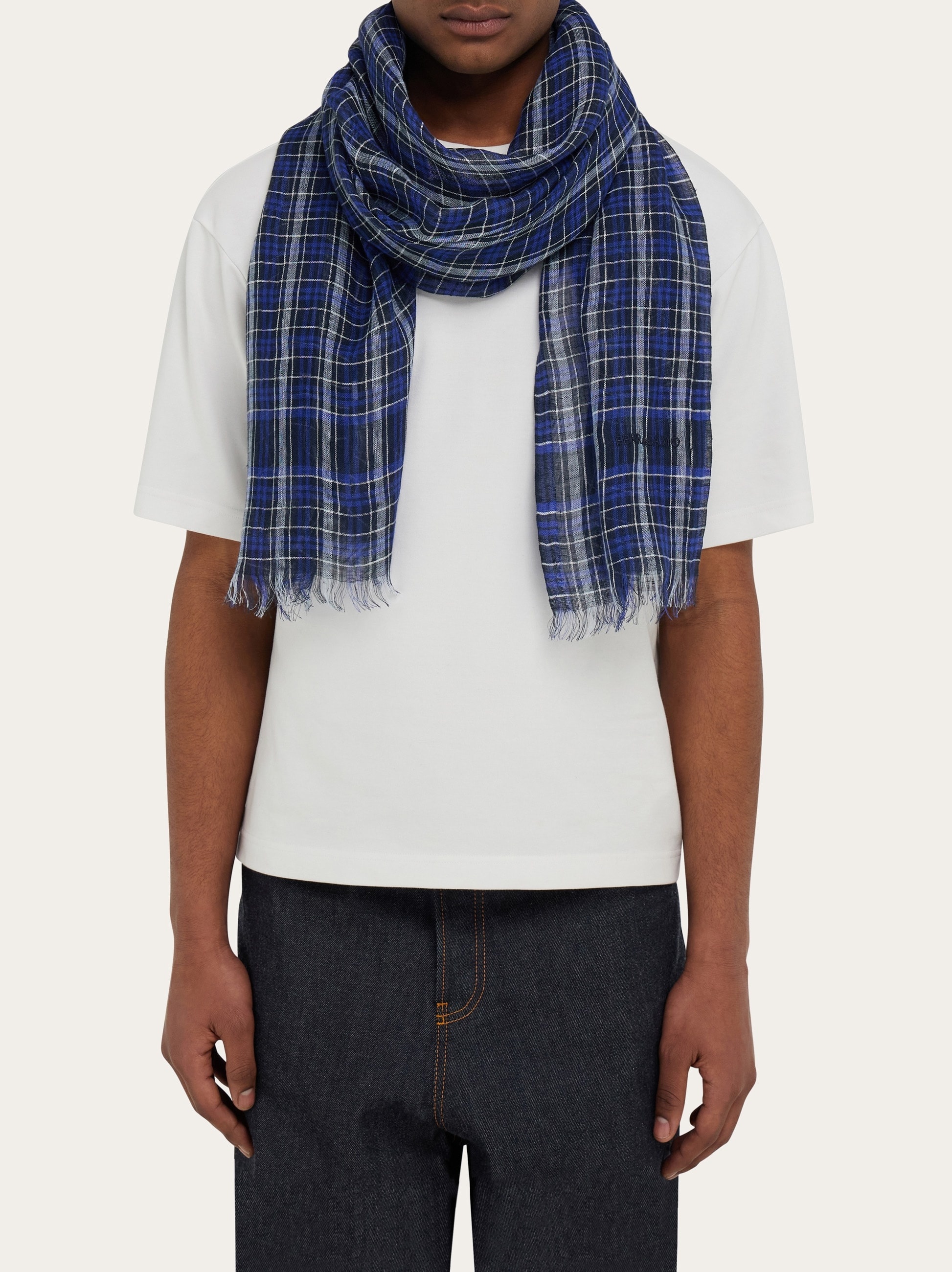 Linen tartan stole - 3