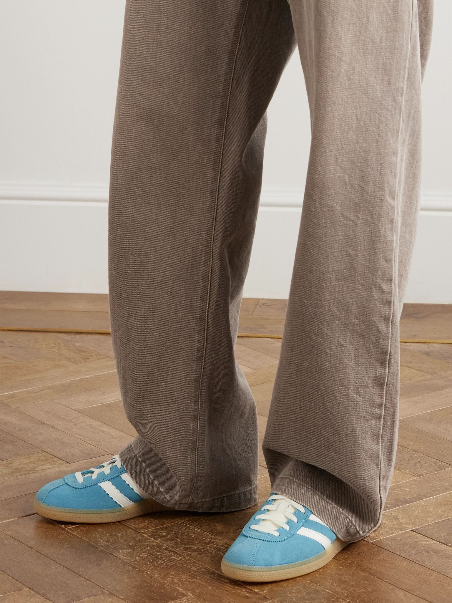 Muenchen Leather-Trimmed Suede Sneakers Light blue - 2