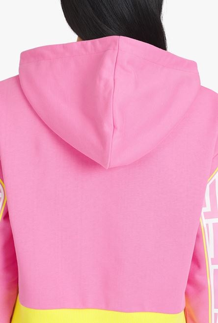 Balmain x Barbie - Pink eco-designed cotton cropped sweatshirt pink Balmain logo print - 8