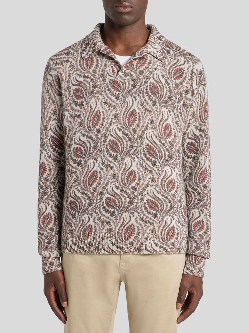 WOOL JACQUARD SWEATER WITH FOLIAGE MOTIF 2