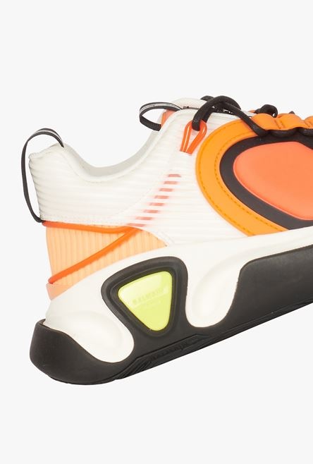 White and orange gummy leather, PVC and neoprene B-Runner sneakers - 6