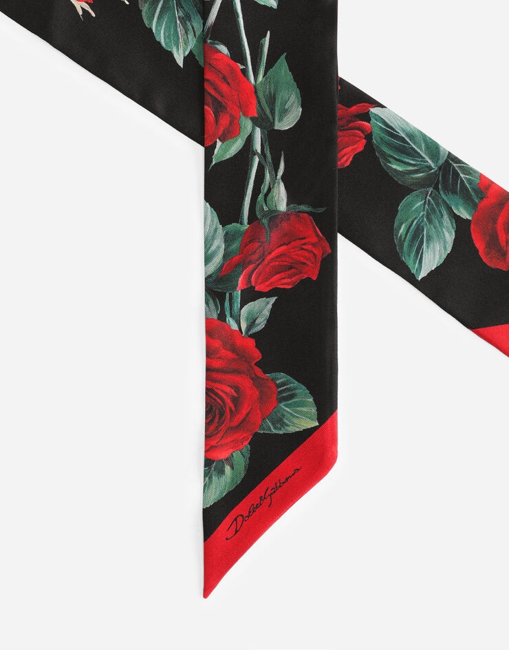 Rose-print twill headscarf - 2