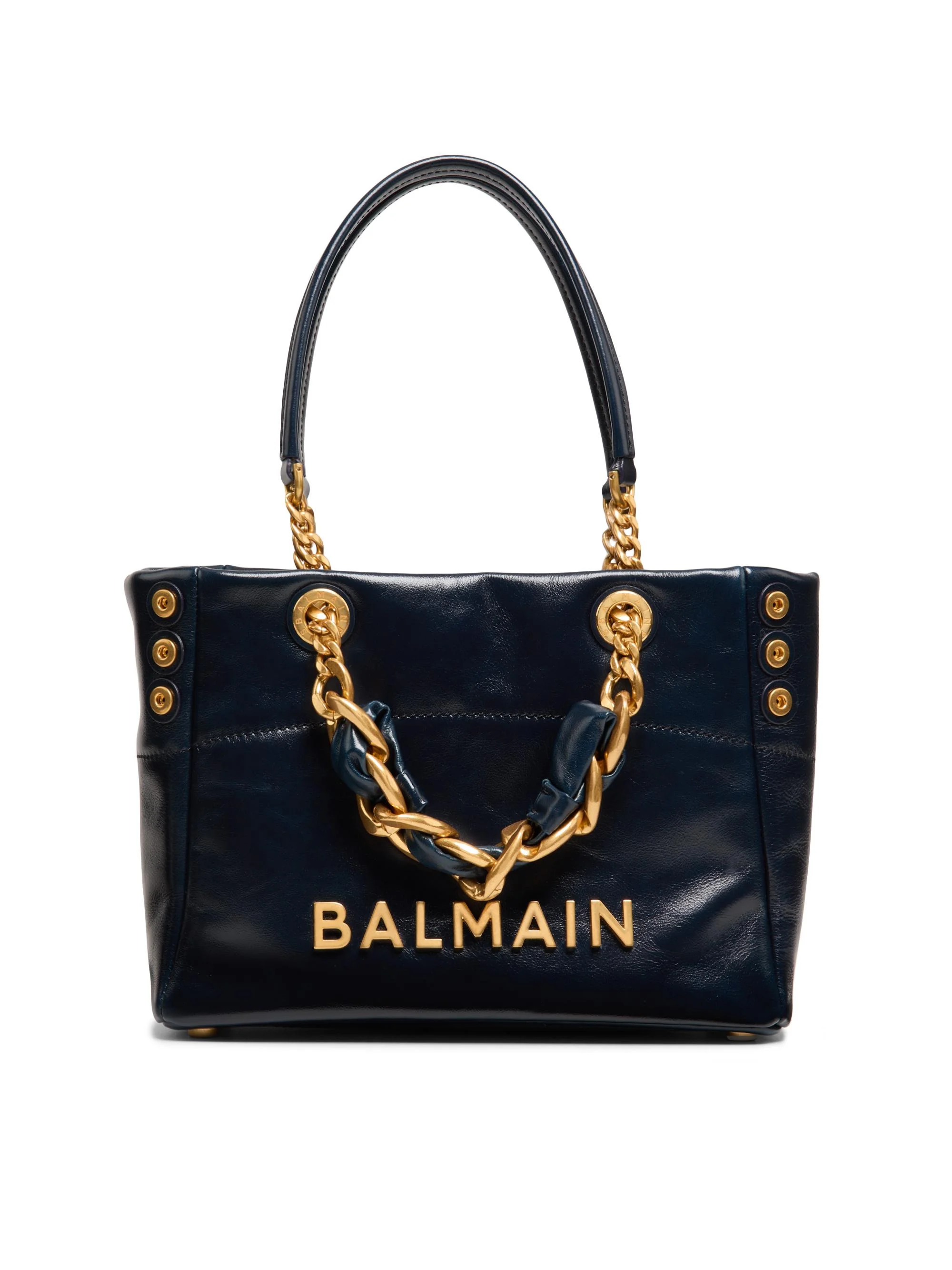 Women's Small 1945 Soft Cabas Crinkled Leather Bag - Raven - 1