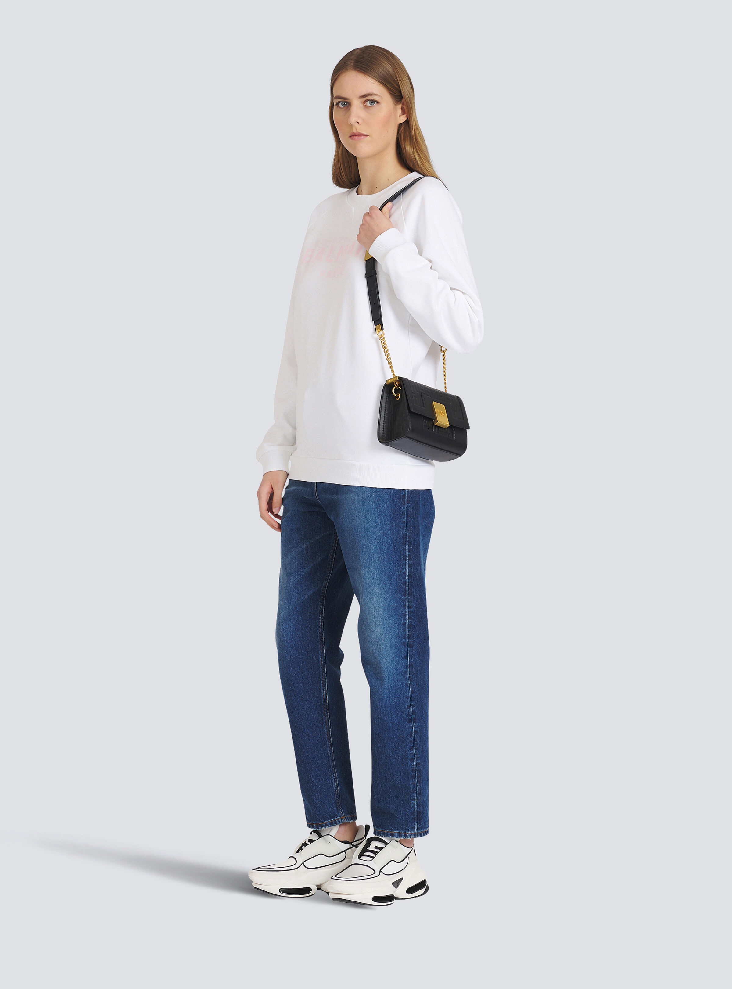 Eco-designed cotton sweatshirt with Balmain logo print - 2