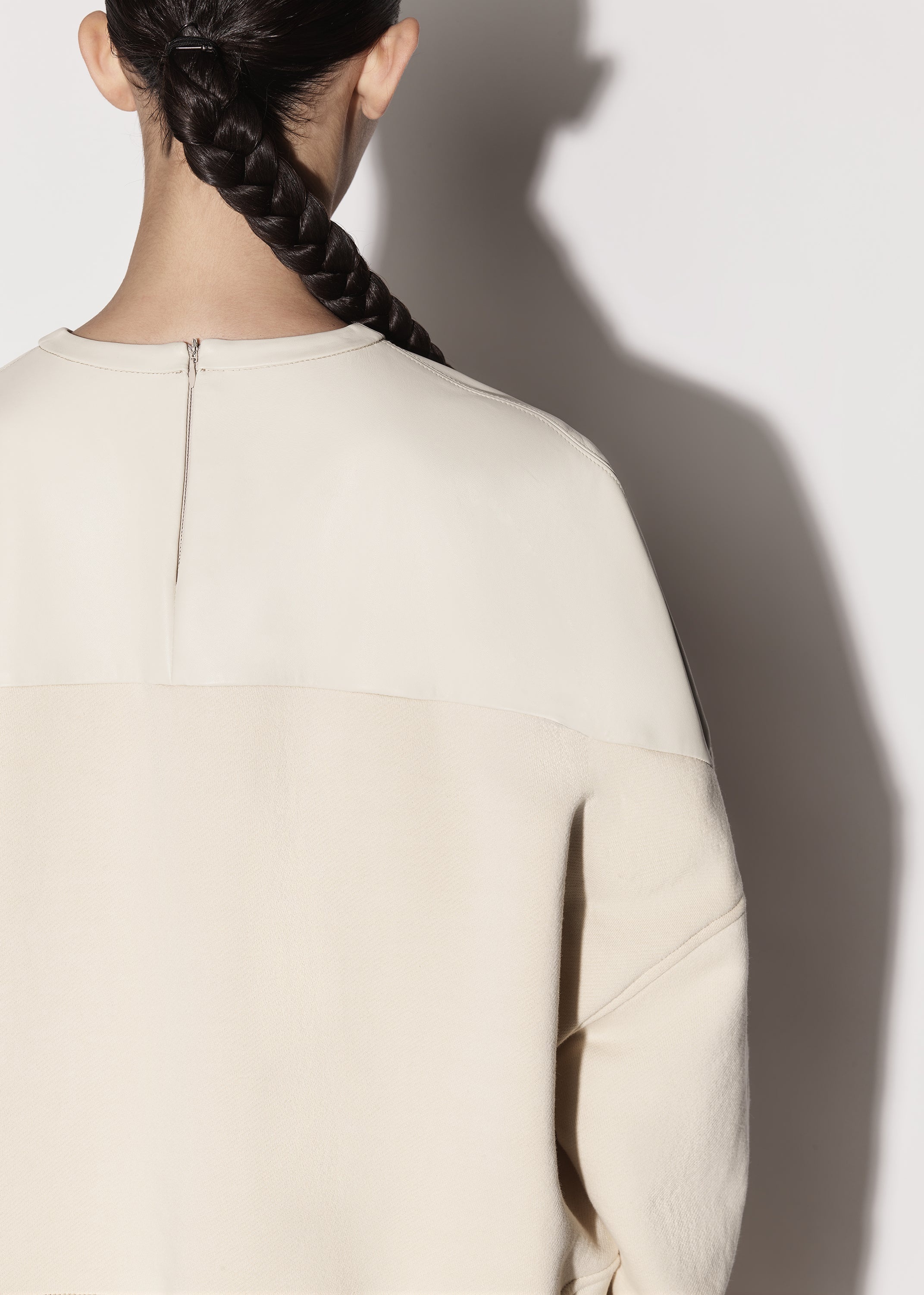 LEATHER HYBRID CREWNECK - 8