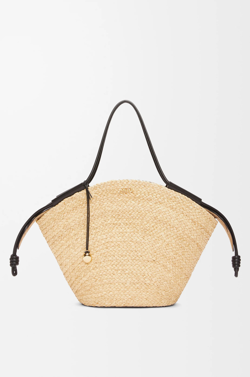Large Paseo basket in raffia and nappa calfskin 1