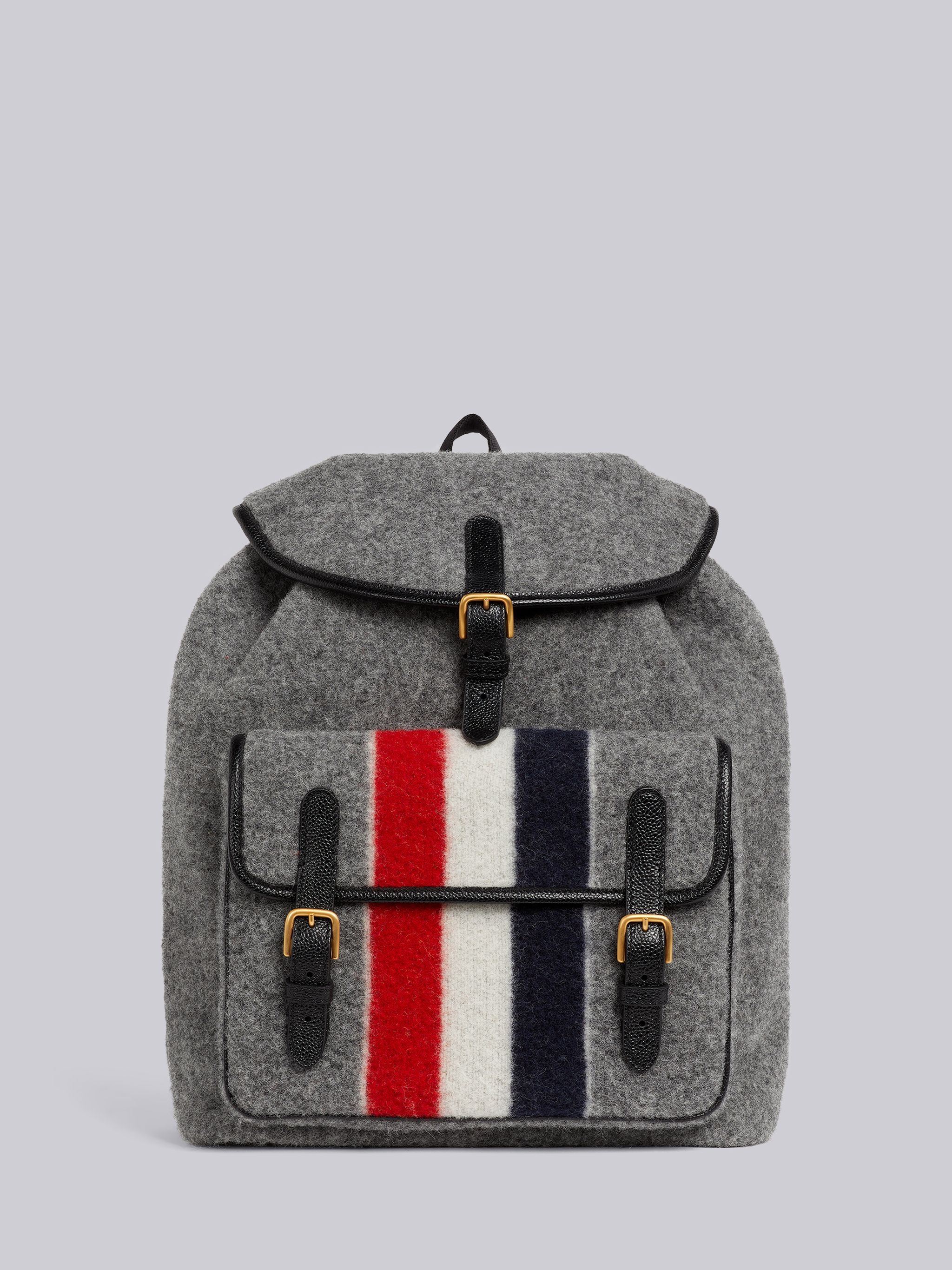 Medium Grey Boiled Wool Stripe Hunting Backpack - 1