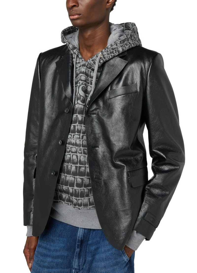 single-breasted leather blazer 4