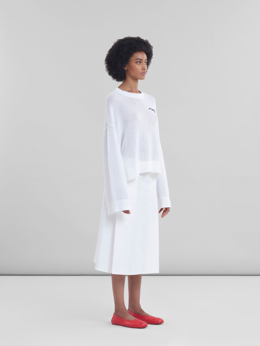WHITE CADY MIDI SKIRT WITH MAXI PLEATS - 5