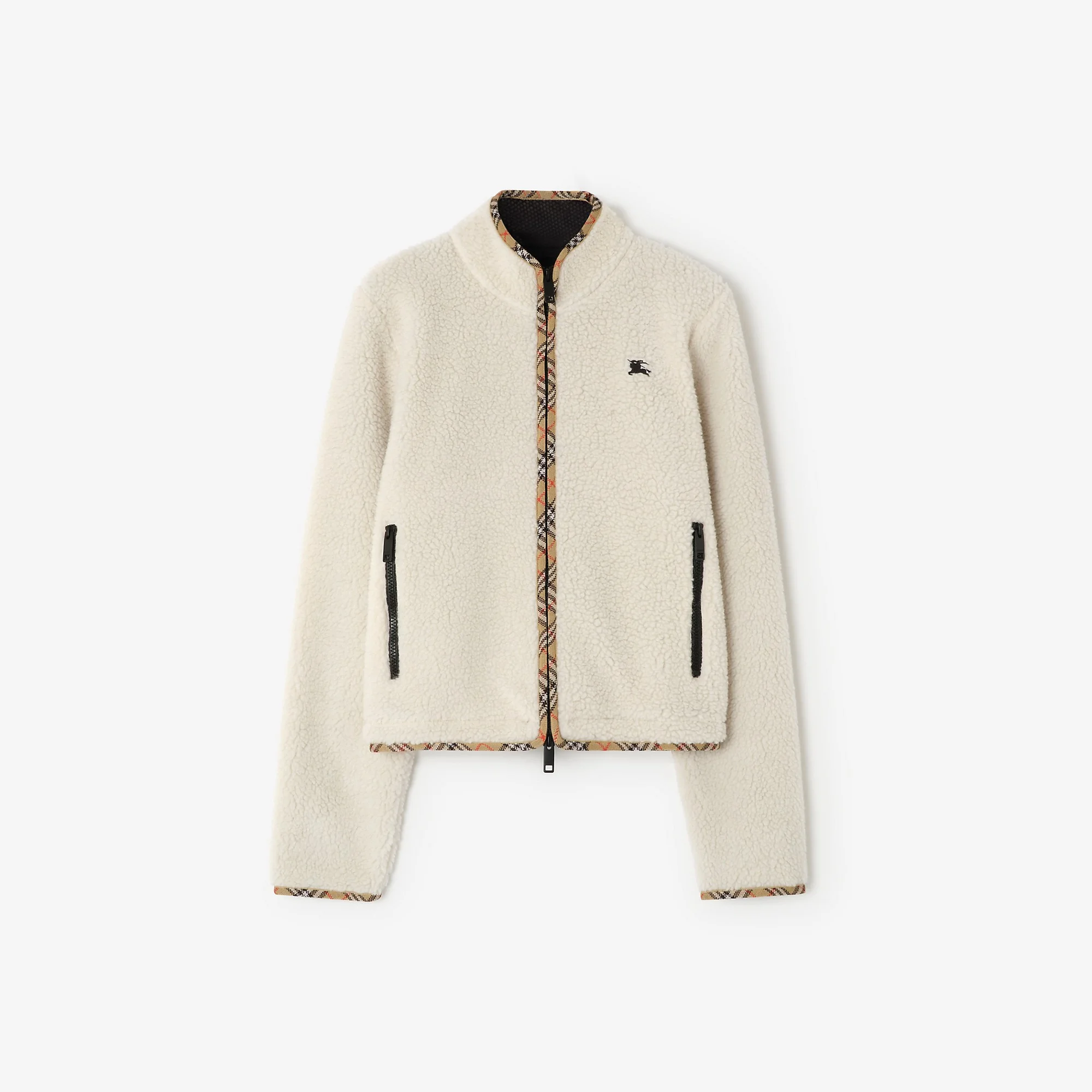 Cropped Wool Cashmere Blend Fleece Jacket - 1