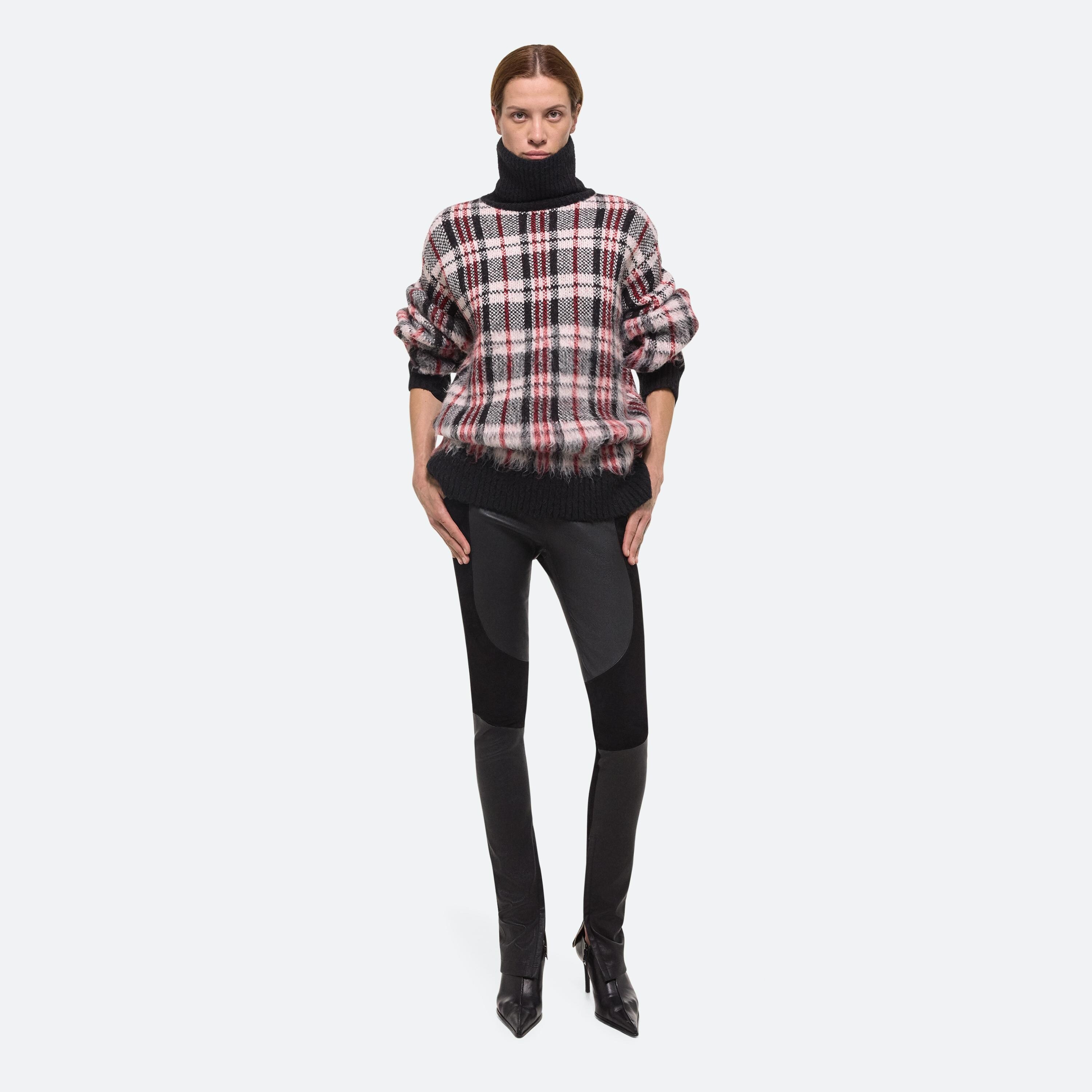 BRUSHED PLAID TURTLENECK SWEATER - 3