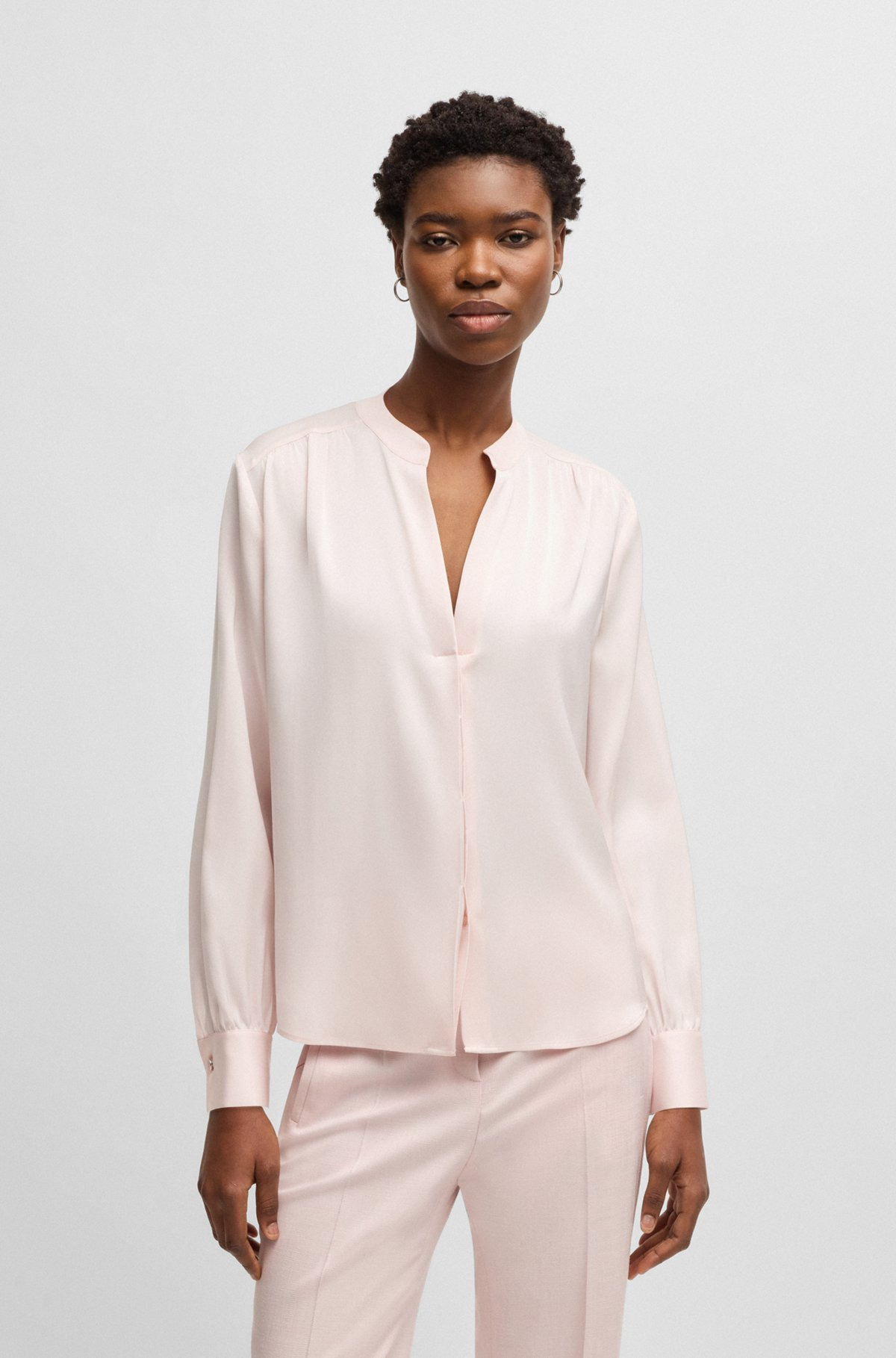 REGULAR-FIT BLOUSE IN STRETCH SILK - 2