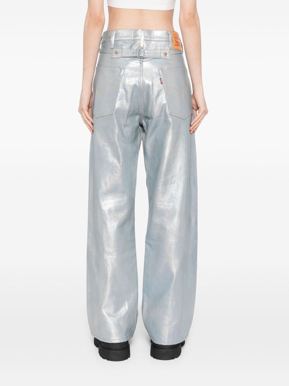 foiled-print straight-leg jeans - 4